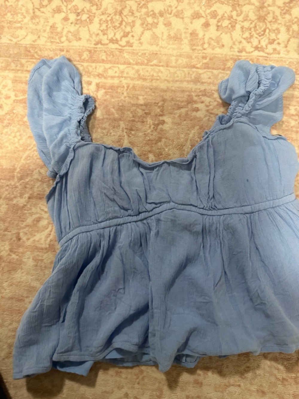 Hollister Light Blue Ruffle Sleeve Tank